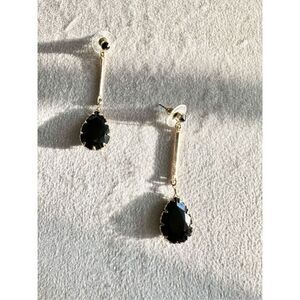 Black rhinestone dangle tear drop earrings